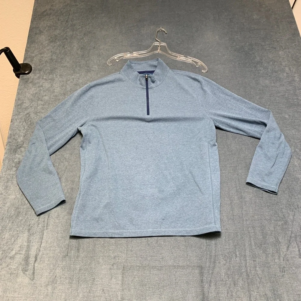 J.Crew Performance Sweater Men Large Blue Quarter Zip Pullover Outdoor Mock Neck